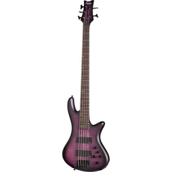 Schecter Stiletto Studio-5 5-String Bass Guitar - Transparent Purple For Sale