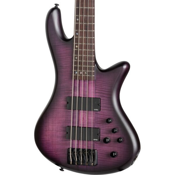 Schecter Stiletto Studio-5 5-String Bass Guitar - Transparent Purple For Sale