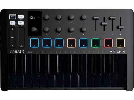 Arturia MiniLab 3 Compact MIDI Keyboard and Pad Controller - Deep Black Online Hot Sale