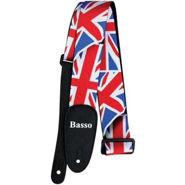 Basso Straps 100% Pop Art England Flag Polyester With Synthetic Ends Guitar Strap on Sale