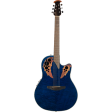 Ovation Celebrity Elite Plus Mid Cutaway E-Acoustic Guitar - Blue Transparent Quilt Fashion