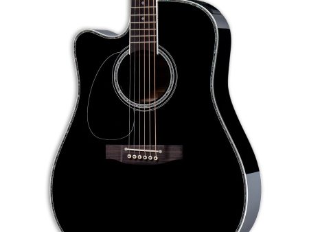 Takamine Dreadnought Cutaway Left Handed Acoustic Electric Guitar - Gloss Black on Sale