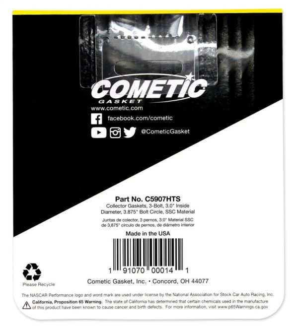 Cometic 3.0in HTS Header Collector Gasket Set - .060in DIA Port 3.875 Bolt Circle Sale