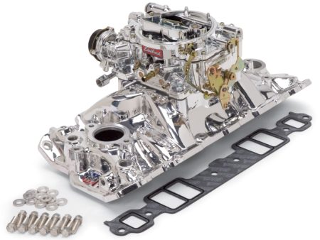 Edelbrock Manifold and Carb Kit Performer RPM Air-Gap SBC 1957-1986 Natural Finish Online now