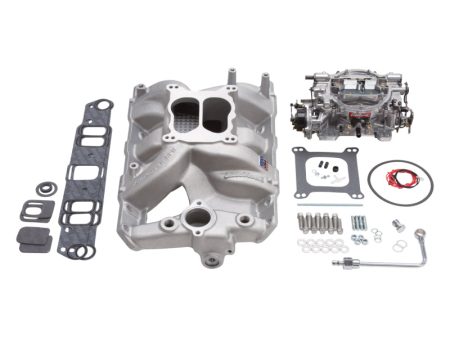 Edelbrock Manifold And Carb Kit Performer RPM Pontiac Natural Finish Cheap