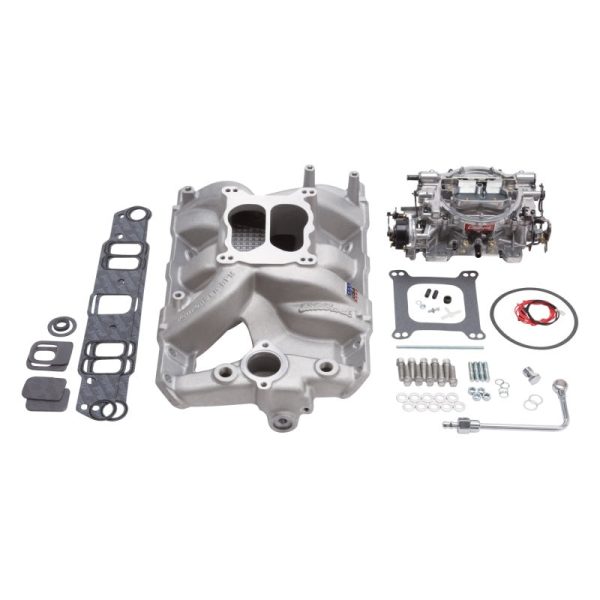 Edelbrock Manifold And Carb Kit Performer RPM Pontiac Natural Finish Cheap