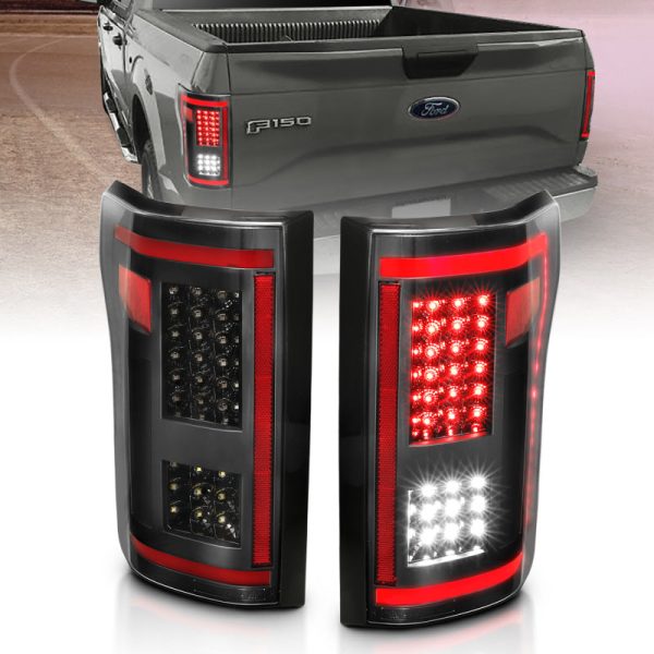 ANZO 15-17 Ford F-150 LED Taillights Black w  Sequential Supply